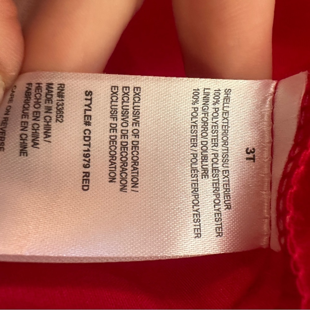 Elegant Red Girls 3T Dress with rhinestones Accent - Picture 7 of 7